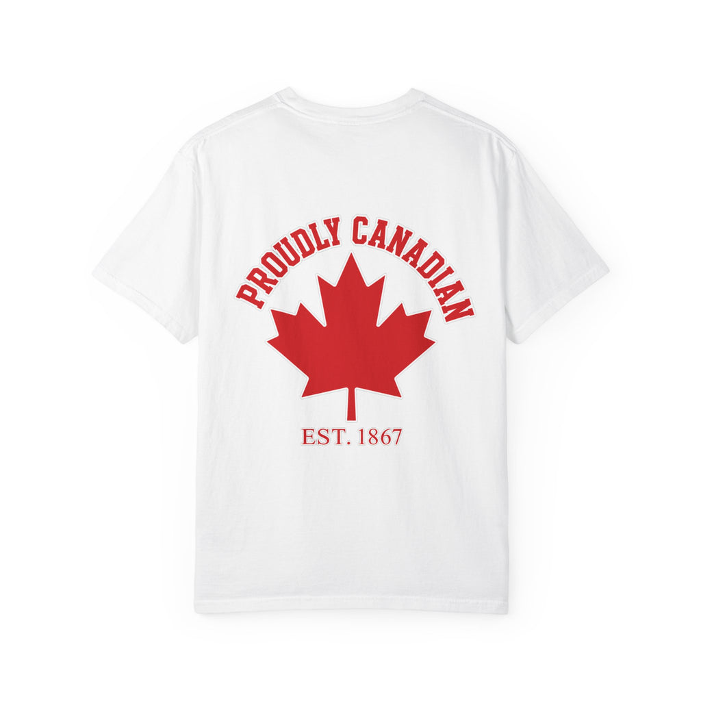 T-shirt Feuille d'érable canadienne — « Fièrement canadien » ÉTAB. 1867