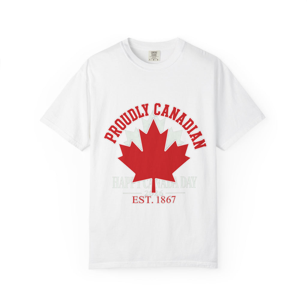 T-shirt Feuille d'érable canadienne — « Fièrement canadien » ÉTAB. 1867