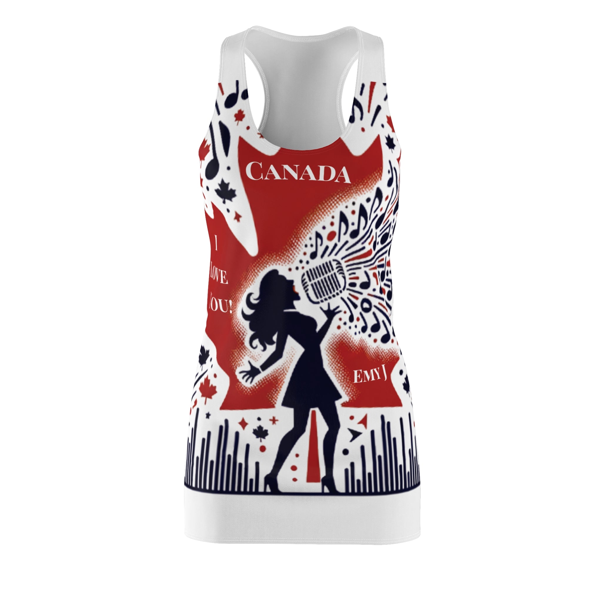 Canada Music Lover Racerback Dress — Vintage Singer Silhouette AOP